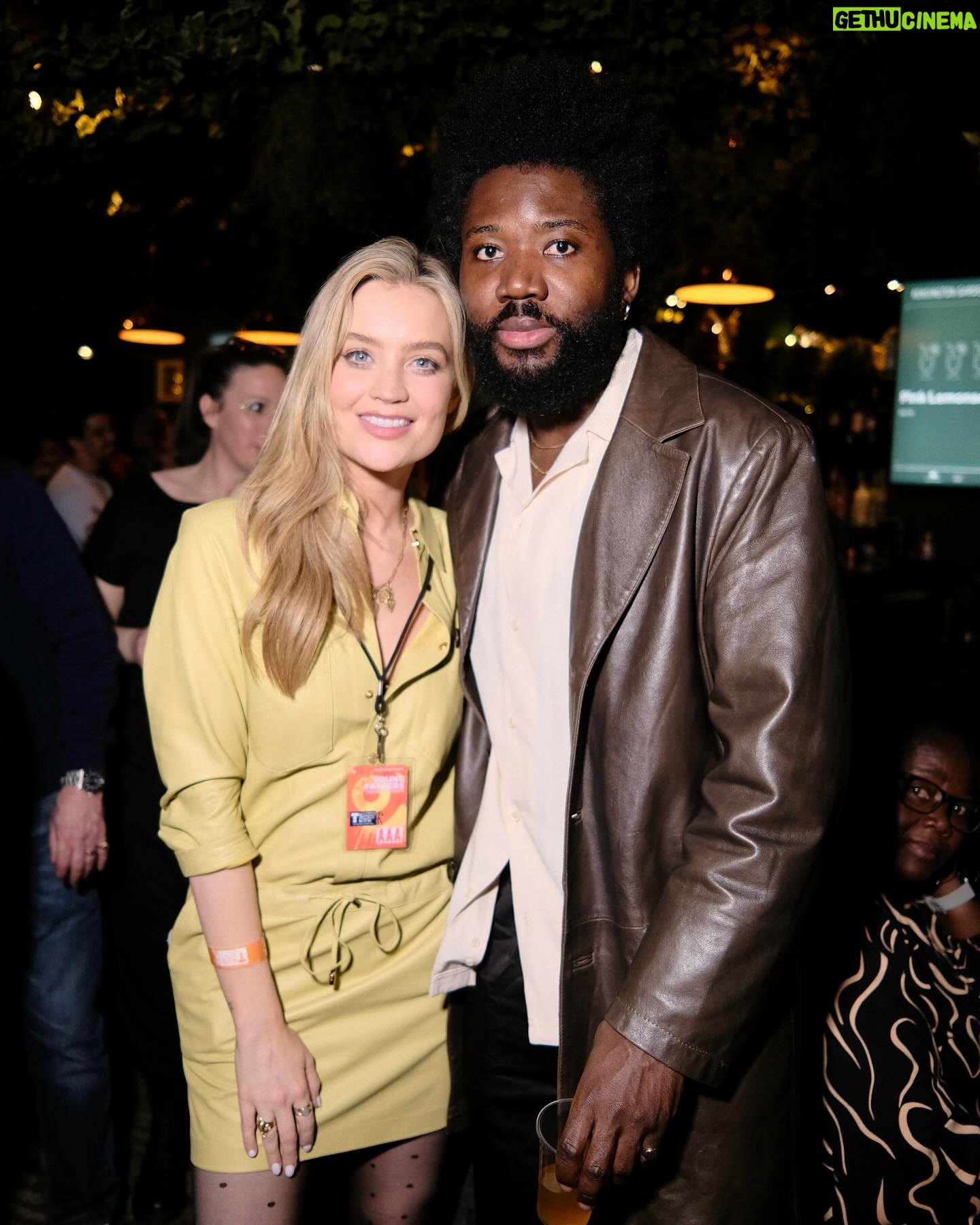 Laura Whitmore Instagram - Royal Albert Hall BTS (and I will have a hair tie around my wrist to the day I die!) Jumpsuit @freepeopleeu Scarf @rockinshq Yellow leather dress @lamaniafashion 📸 @georgeonaboat