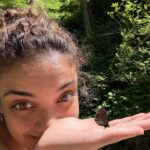 Laurie Hernandez Instagram - made a new friend today :) it kept flying around me and onto my hands and toes