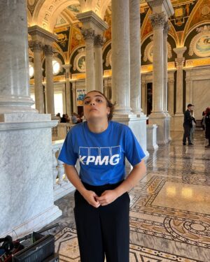 Laurie Hernandez Instagram - Pls enjoy this photo of me signaling to sheryl that I wanted a wittle snack while working… in the library of congress