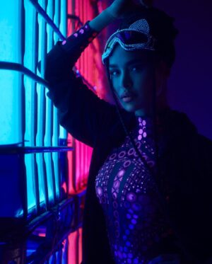 Leïla Ben Khalifa Instagram - It was all a neon dream 🚦
 📸 @mosessiluk 

#burningman #blackrockcity #monckeylove  #neondreams