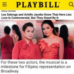 Lea Salonga Instagram - Two 🇵🇭 ladies in red. Talking about Love. And culture. And the power of history and art and storytelling. And the relevancy and impact of the story we are telling in @herelieslovebway. What an honor to speak to @playbill with one of my inspirations @msleasalonga !❤️ Link in bio! 📸: @heathergershonowitz 👗: @marchesafashion 💄: @mua.byjoh 🖊️: @dieptimes