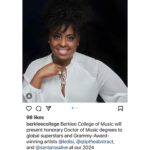 Ledisi Instagram - Wow….It’s been an honor to be called Professor for the past two years and growing with my colleagues. Now an Honorary Doctorate from @berkleecollege 😩Wow🙏🏾Thank You to everyone at @berkleecollege my mentors @terrilynecarrington @ajatheethnomusicologist @jazzandgenderjustice the students and colleagues for being on this journey with me. What an honor to be amongst the GREATS! The last pic is little me with one of my music teachers after my first concert with the New Orleans Symphony back in the day. Little me pushes me to keep exploring. I am so proud of my weird little self. Thank You God. Your plan was much bigger. ✨❤️