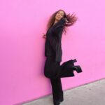 Leona Lewis Instagram - I really made hubby stop the car and take a picture next to this pink wall 👽🩷