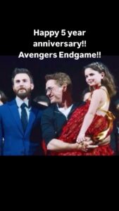 Lexi Rabe Instagram - Happy 5 year anniversary @disney @marvelstudios @avengers #avengersendgame #5yearanniversary Avengers Endgame -this incredible film made such a mark and marked a huge change in my life! I am so thankful to @sarahfinncasting @therussobrothers @robertdowneyjr for choosing me! Also thankful to the amazing cast @jeremyrenner @doncheadle @prattprattpratt @chrishemsworth and everyone else for your kindness during filming! #blessed #avengers #anniversary #thankful Ty last but not least to the fans for helping make this film a hit! 💕 #marvelfans are the best fans! #morganstark was my first ever character I portrayed!! And my favorite still to date! #thankyou! And of course I stilll #loveyou3000