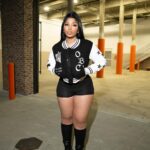 LightSkinKeisha Instagram - She a baddie she know she a 10 😍 Varsity Jacket/ Bra/ Shorts: @originalbaddieclub ⭐️💜