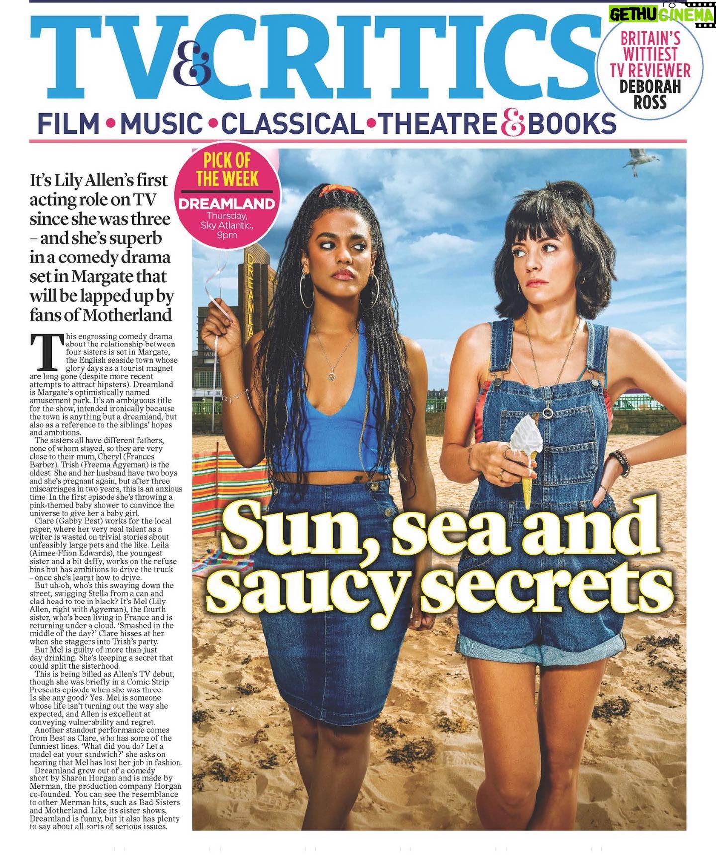 Lily Allen Instagram - Here’s a first, The Mail saying something positive about something i’m involved in, Review is in and - Its giving Pick of the week and She’s giving SUPERB. ☑️☑️☑️ #Dreamland This Thursday @skytv @nowtv