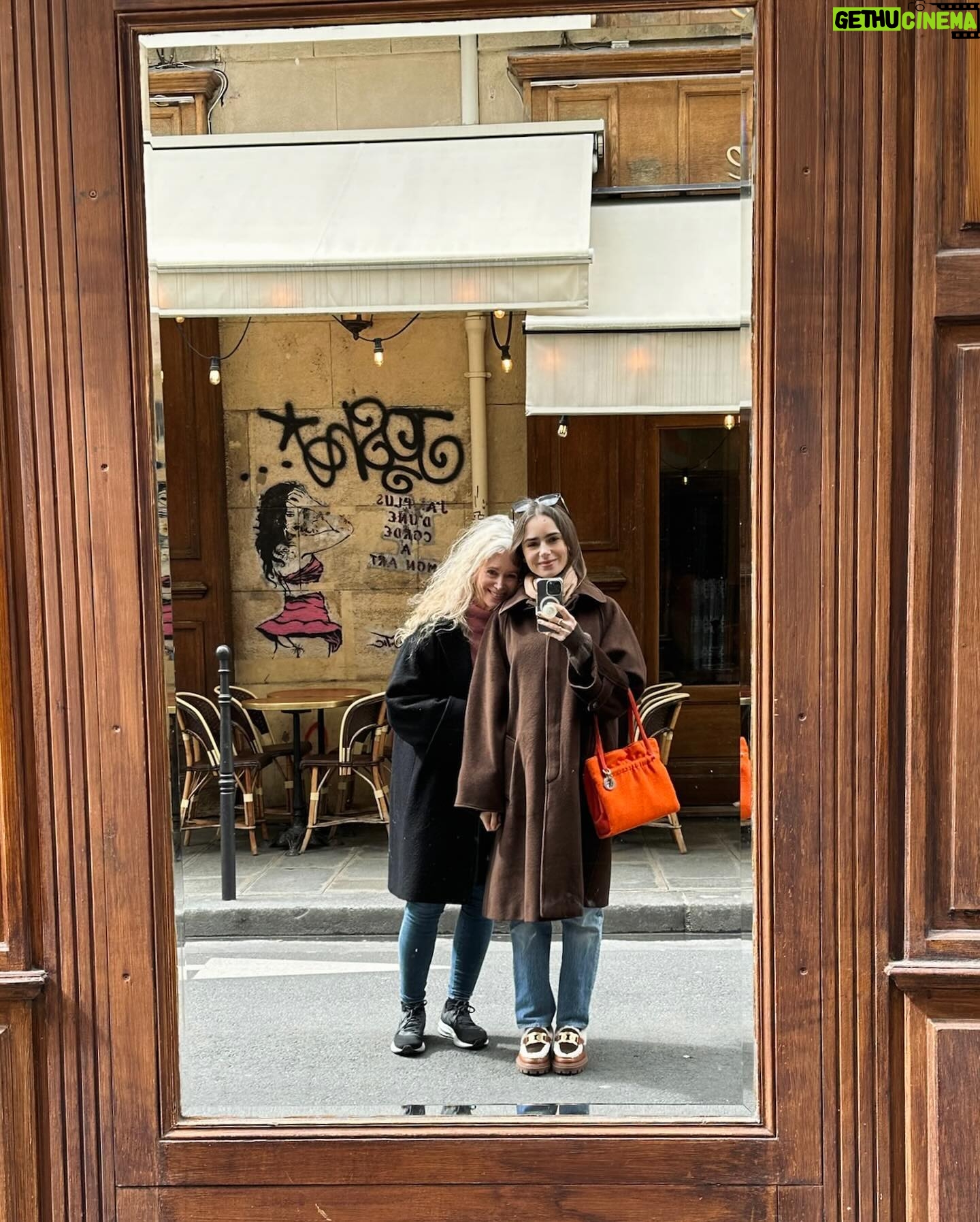Lily Collins Instagram - Shes’s pretty in pink! Happy birthday, Mom! Couldn’t be happier to spend it with you and celebrate in Paris. I love you so so much and am eternally grateful for you…