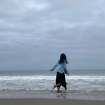 Lily Ki Instagram - went to the beach and it was so cold but finished filming for this music video 💙🦋 clothes and make up by aria 🫶🏻