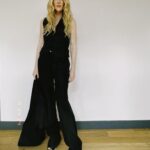 Lily Rabe Instagram – Wednesday’s press look talking about #downtownowl with my loves @claytonhawkins and @sarahuslan in @giulivaheritage @rogervivier and @ireneneuwirth 🦉🖤