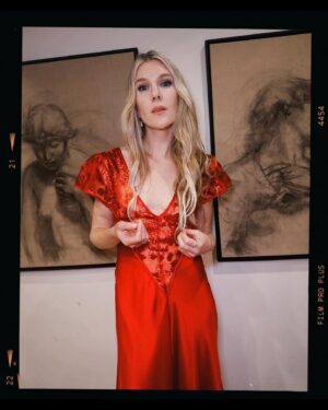 Lily Rabe Instagram - The night before (the night before) in a @rodarte dress I loved so much I was dancing in the living room … @mptf #EveningBefore

Styling: @leithclark 
Hair: @claytonhawkins
Makeup: @sarahuslan 
💃🏼: @rodarte 
👠 and 👛 : @jimmychoo 
💍: @margosiegelpr @effyjewelry @untamedpetals