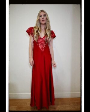 Lily Rabe Instagram - The night before (the night before) in a @rodarte dress I loved so much I was dancing in the living room … @mptf #EveningBefore

Styling: @leithclark 
Hair: @claytonhawkins
Makeup: @sarahuslan 
💃🏼: @rodarte 
👠 and 👛 : @jimmychoo 
💍: @margosiegelpr @effyjewelry @untamedpetals