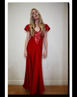 Lily Rabe Instagram - The night before (the night before) in a @rodarte dress I loved so much I was dancing in the living room … @mptf #EveningBefore

Styling: @leithclark 
Hair: @claytonhawkins
Makeup: @sarahuslan 
💃🏼: @rodarte 
👠 and 👛 : @jimmychoo 
💍: @margosiegelpr @effyjewelry @untamedpetals