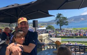 Linda Cardellini Instagram - So happy to see my #madmen buddy in Pebble Beach today at the Concours d’Elegance. 🎉 
Don & Sylvia 🖤 
#jonhamm #sylviarosen #concoursdelegance 
Thanks @mercedesbenz for a great party. 🍾#MBambassador