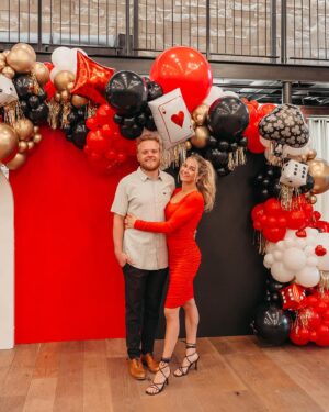 Lindsay Arnold Instagram - SURPRISE 30th BDAY PARTY✨✨ Still cannot believe we managed to pull off a surprise 30th casino night party for Sam and his cousin @kylecusick 😂 it was no easy task keeping it from them but it turned out perfect and I'm so proud of us @rach.cusick 👏🏼 would not have been possible without all of the incredibly talented people who contributed to the amazing party! 

Event design, planning, and coordination: @kenziesevents 
Venue: @thewildoak 
Photography/videography: @ambitcreative 
Balloons and backdrops: @partyfunutah 
Marquee "30": @litletters_utah 
Cake: @meganfaulknerbrown 
Florals: @brittney.designs 
Candy buffet: @kenziesevents and @zurcherspartystore 
Custom desserts: @_confettipop 
French Macarons: @mckenziesmacarons 
Cake bites/candy: @sweettoothfairy 
Royal Icing cookies: @sugar_brink 
Casino rentals: @commoncentscp 
Corn dog truck: @thecorndogcompany_ut 

#surpriseparty #30thbirthdayparty #casinoparty