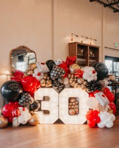 Lindsay Arnold Instagram - SURPRISE 30th BDAY PARTY✨✨ Still cannot believe we managed to pull off a surprise 30th casino night party for Sam and his cousin @kylecusick 😂 it was no easy task keeping it from them but it turned out perfect and I'm so proud of us @rach.cusick 👏🏼 would not have been possible without all of the incredibly talented people who contributed to the amazing party! Event design, planning, and coordination: @kenziesevents Venue: @thewildoak Photography/videography: @ambitcreative Balloons and backdrops: @partyfunutah Marquee 