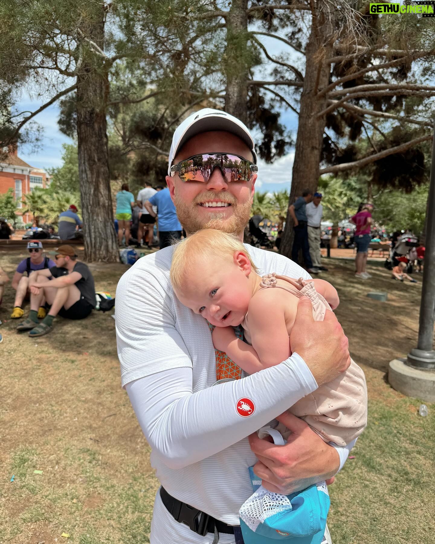 Lindsay Arnold Instagram - IRONMAN 70.3 👏🏼 Sam has trained so hard the past 6 months to prepare for his very first Ironman race and I can't even express how proud I was watching him cross that finish line 🏁 Sage and June were so excited about it too and both wanted to snuggle him immediately after! We love our guy and wow I am just so impressed with everyone who did this race it is no joke! #ironmantraining #ironman #stgeorgeironman