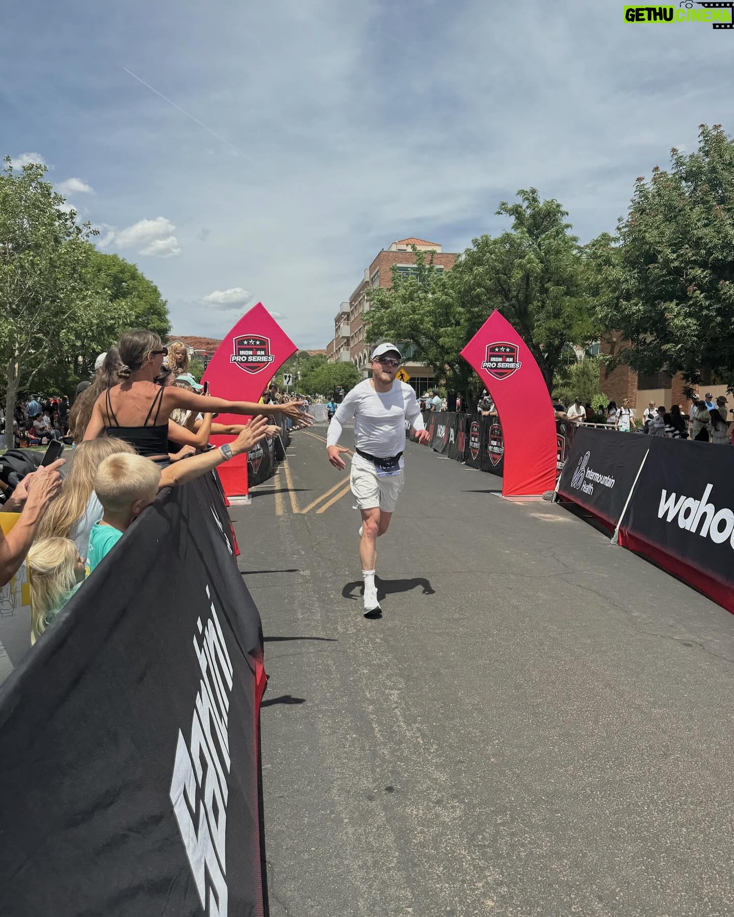 Lindsay Arnold Instagram - IRONMAN 70.3 👏🏼 Sam has trained so hard the past 6 months to prepare for his very first Ironman race and I can't even express how proud I was watching him cross that finish line 🏁 Sage and June were so excited about it too and both wanted to snuggle him immediately after! We love our guy and wow I am just so impressed with everyone who did this race it is no joke! #ironmantraining #ironman #stgeorgeironman