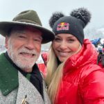 Lindsey Vonn Instagram - Missing Kitzbühel this year…but these memories will stay with me forever… from cheering on my teammates 🇺🇸 with my family, to hanging with @schwarzenegger and @akilde in the finish (miss you this year Alex-heal fast!), hanging with the great @asvindal and Franz Klammer, to skiing the Streif last year at night (and my Dad falling asleep at the start of it 🤦🏼‍♀️😂)… it’s one of the greatest ski races in the world!!! Wishing all the competitors lots of luck! XO 💪🏻🩵⛷️