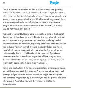 Lisa Marie Presley Instagram - Hi. In honor of it being National Grief Awareness Day , I wrote an essay about Grief which was posted today on @people . I thought I’d post it here in the hopes that anyone who needs to hear all of this it helps in some way. (link to story in Bio)