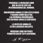 Liz Solari Instagram – Hey @mercadolibre.arg es hora de dejar de intermediar la venta de los animales como si fueran cosas en su plataforma. Son seres sintientes, concientes. 

No sean más complices del cruel y oscuro negocio de la industria de venta de cachorros de raza. 

🙏🏻❤️🐾

@voicot @difusionv @leysintientes 

#liberacionanimal #AdoptaNoCompres 
#MercadoLibreArgentina #LeySintientes