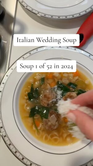 Lo Bosworth Instagram - Recipe is up and soup 1 of 52 is here! I’m going on a ✨ quest ✨ to make a different soup every week in 2024. My motto in ‘24 is Consume Less (a resolution of sorts) and cooking at home more often is a big part of that. I want less, not more this year. Less takeout, less plastic, less mindless online shopping, less mindless social, just … less. Italian Wedding is up first for NYE (I knowwww I made it in 2023 but it still counts, ok). 1 down, 51 to go. What should I make next?  Recipe is up on my substack (link in bio) in the 52 Soups section! #ConsumeLess2024 #52soupsthisyear