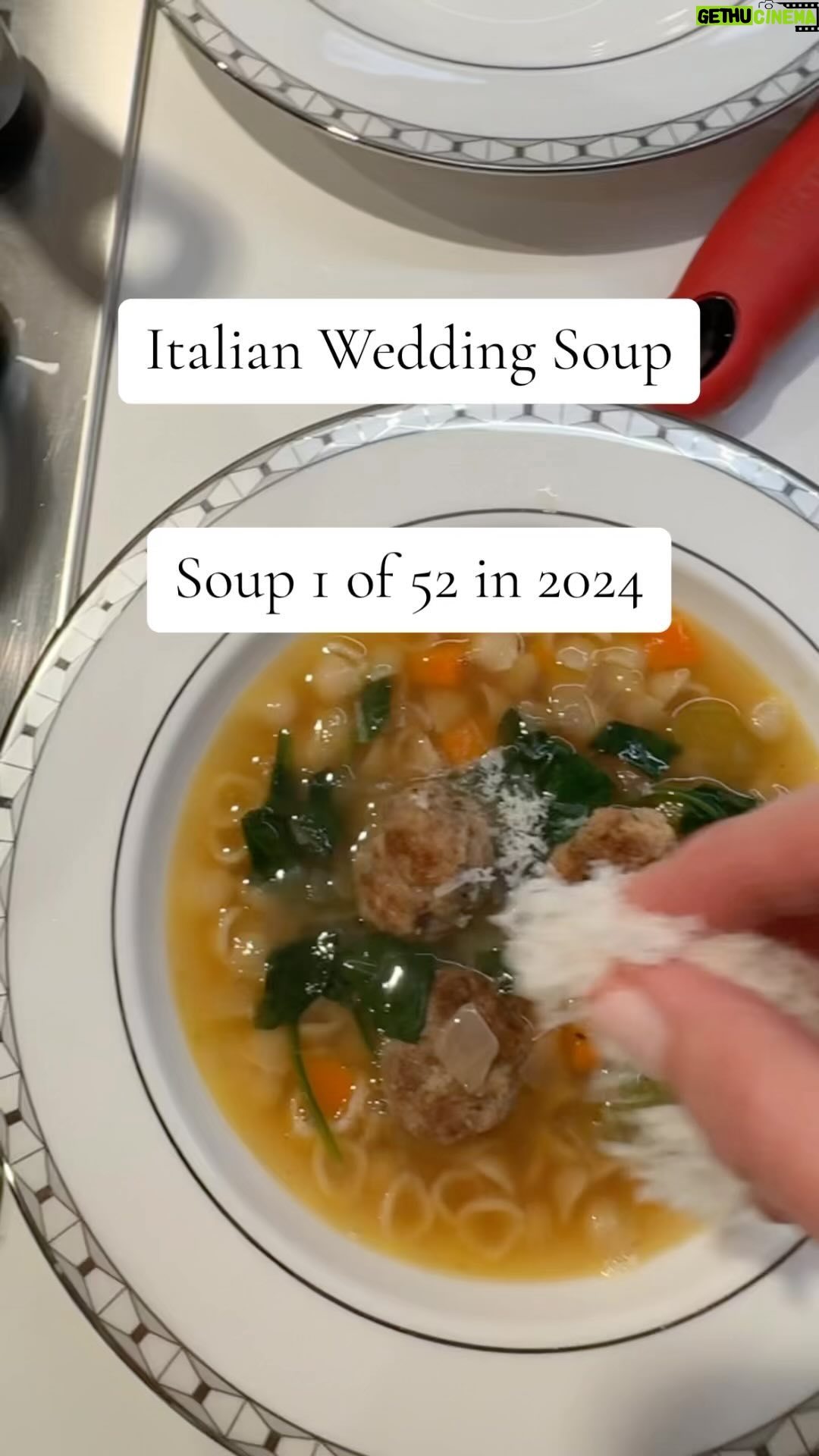 Lo Bosworth - 3.4K Likes - Recipe is up and soup 1 of 52 is here! I’m going on a ✨ quest ✨ to make a different soup every week in 2024. My motto in ‘24 is Consume Less (a resolution of sorts) and cooking at home more often is a big part of that. I want less, not more this year. Less takeout, less plastic, less mindless online shopping, less mindless social, just … less. Italian Wedding is up first for NYE (I knowwww I made it in 2023 but it still counts, ok). 1 down, 51 to go. What should I make next? Recipe is up on my substack (link in bio) in the 52 Soups section! #ConsumeLess2024 #52soupsthisyear