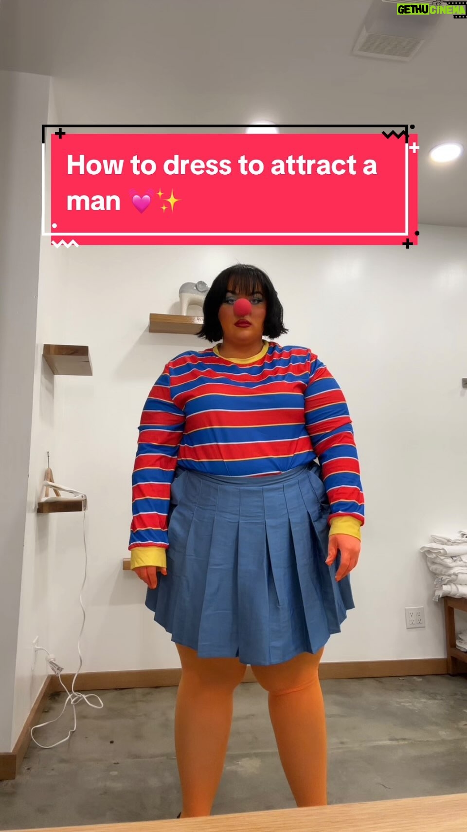 Loey Lane Instagram - Ernie my beloved 🤡💓 Found this video in the drafts of the Ernie cosplay I did with my BERT @snitchery over the summer!! What should we cosplay as next? #plussize #cosplay #makeup