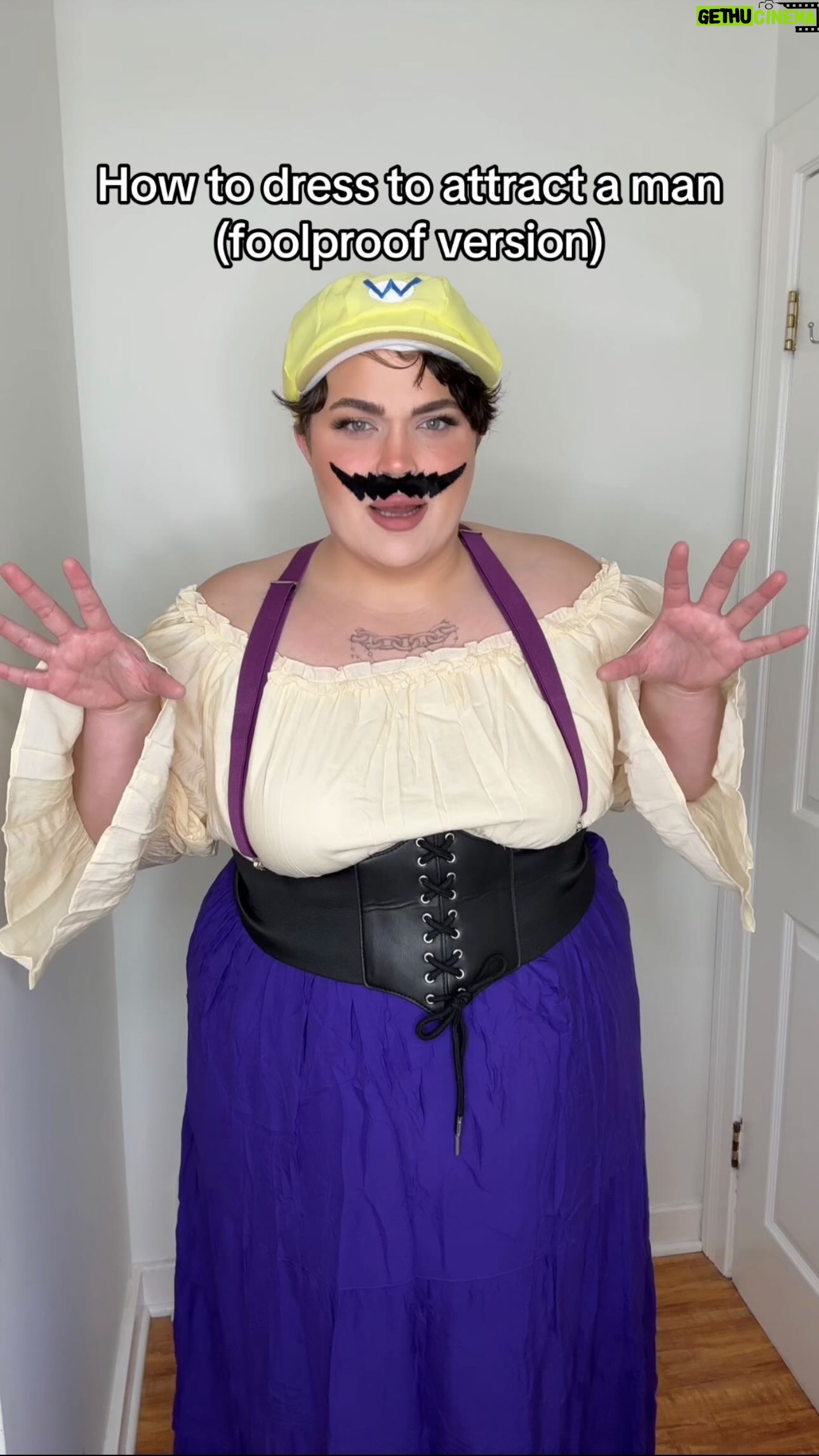 Loey Lane Instagram - It’s-a me, WARIO!! I let him back out for the Ren Faire this weekend LMAOOO 😭 Literally my fave cosplay ever hehehehehe you aren’t ready for the rest of the content (especially with my Waluigi 💜) #cosplay #renfaire #reels #plussize #plussizecosplay #wario #mario