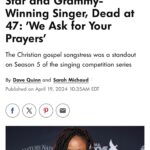 Loni Love Instagram – I’m devastated to hear of Mandisa’s passing.. She truly was the sweetest woman and that voice was just power. My condolences to her family.. 🙏🏾🙏🏾🙏🏾