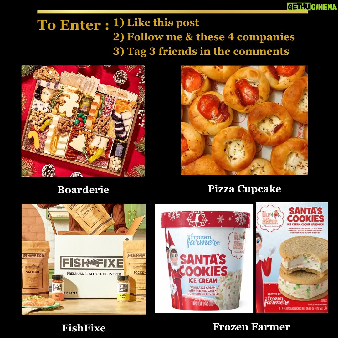 Lori Greiner Instagram - Huge Huge Shark Tank giveaway – There will be 3 winners who will each be getting all of these Fabulous prizes!! To enter: 1️⃣ LIKE this Post 2️⃣ FOLLOW @lorigreinershark , @boarderie , @thepizzacupcake , @fish.fixe , @thefrozenfarmer 3️⃣ TAG 3 Friends in the comments ✨BONUS Entry: SHARE this post to your stories 3 Winners will each get ALL of the following: Boarderie - Pre Arranged Artisan Cheese & Charcuterie Boards: *Happy Holidays Arte Cheese & Charcuterie Board FishFixe - Perfectly Portioned, Premium Seafood Delivered to your Door: *Half Pack Box The Pizza Cupcake - Flaky outside. Cheesy inside. Savory gourmet snack all around: *The Pizza Cupcake 24-pack, Oven Mitt & Merch The Frozen Farmer - Delicious Sorbets & Froberts, Amazingly Low Calorie & Decadent: *2 pints of Santa’s Cookies Ice Cream, 2 packages of Santa’s Cookies Ice Cream Cookie Sandwiches & 3 pints from The Frozen Farmer’s signature line The Winners will be announced next week - Good Luck!! #Giveaway #SharkTank #HolidayCheer #Gifts #Foodie *Giveaway open to US residents only GIVEAWAY CLOSED