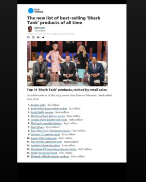 Lori Greiner Instagram - Humbled to share my #SharkTank investments are 6 of the top 15 Best Selling products in Shark Tank history! ❤️ So proud of all of my wonderful entrepreneurs and honored for them to be a part of my Shark Tank family! Thank you to our fantastic producers and entire crew for everything they do to make this show possible!
