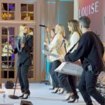 Louise Redknapp Instagram - Thank you @bocusedoruk for a fab evening of gorgeous food and fundraising for The Cancer Awareness Trust. It was a pleasure to perform for everyone at Raffles London at The OWO last night 🤍 xxx Suit: @ysl Lace body: @wardrobe.nyc Shoes: @ysl 📸 photo 5 & 6: @jodihindsphotographer