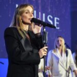 Louise Redknapp Instagram - Thank you @bocusedoruk for a fab evening of gorgeous food and fundraising for The Cancer Awareness Trust. It was a pleasure to perform for everyone at Raffles London at The OWO last night 🤍 xxx Suit: @ysl Lace body: @wardrobe.nyc Shoes: @ysl 📸 photo 5 & 6: @jodihindsphotographer