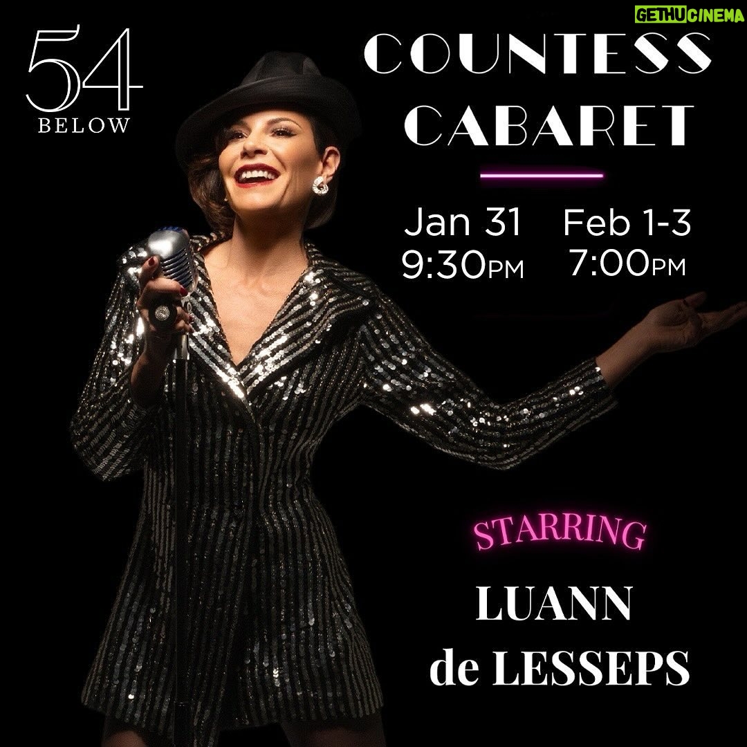 Luann de Lesseps Instagram - I’m coming back to where it all began! Come see the #CountessCabaret at the iconic @54Below, January 31st through February 3rd. For tickets and showtimes, go to countessluann.com! Cant wait to see you there🎤💃🩷
