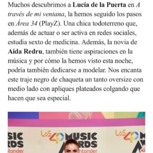 Lucía de la Puerta Instagram - Muy agradecida de poder vivir esta experiencia de @los40spain, muchisimas gracias tambien a @youplanet.es y la buena gente de la que me rodee ese dia💙