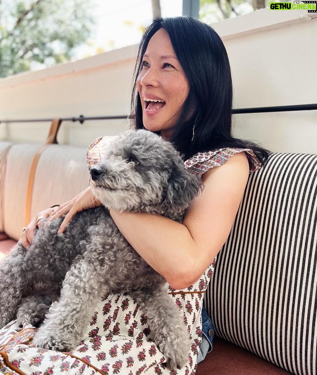 Lucy Liu Instagram - Meeting my namesake Watson!! I think the dog wins w the cuteness factor 😉