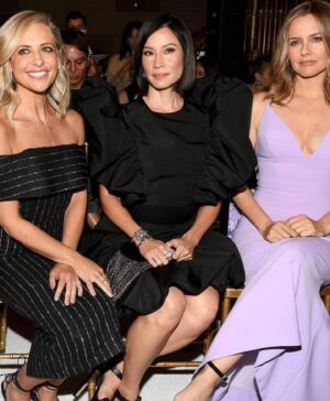 Lucy Liu Instagram - Congratulations @csiriano for a GORGEOUS show. So so so proud of you! Glam team kudos ❤️🙏 @kristoferbuckle @cashlawlesshair @_leeharris_