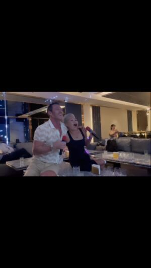 Luke Evans Instagram - What a joy, to sing with this beautlful person! Thank you @dinalynnemori for being the @dianaross to my @lionelrichie we lived every second of it! Karaoke is the best!! Background acrobatics were provided by the brilliantly nimble Dakota! 👏❤️