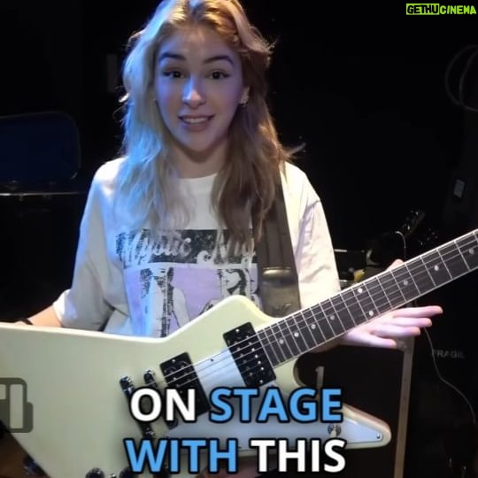 Lzzy Hale Instagram - The Warning's Daniela Villarreal Vélez wants to cry talking about the guitar Lzzy Hale gave her! #thewarningrockband #lzzyhale #halestorm #digitaltourbus #gearmasters #gearmasters #gibsonexplorer #gibsonguitars