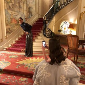 Mackenzie Foy Instagram - When wearing a fancy dress, one must take pictures on a staircase. Ok seriously, look how cute  @mistyonpointe is!!