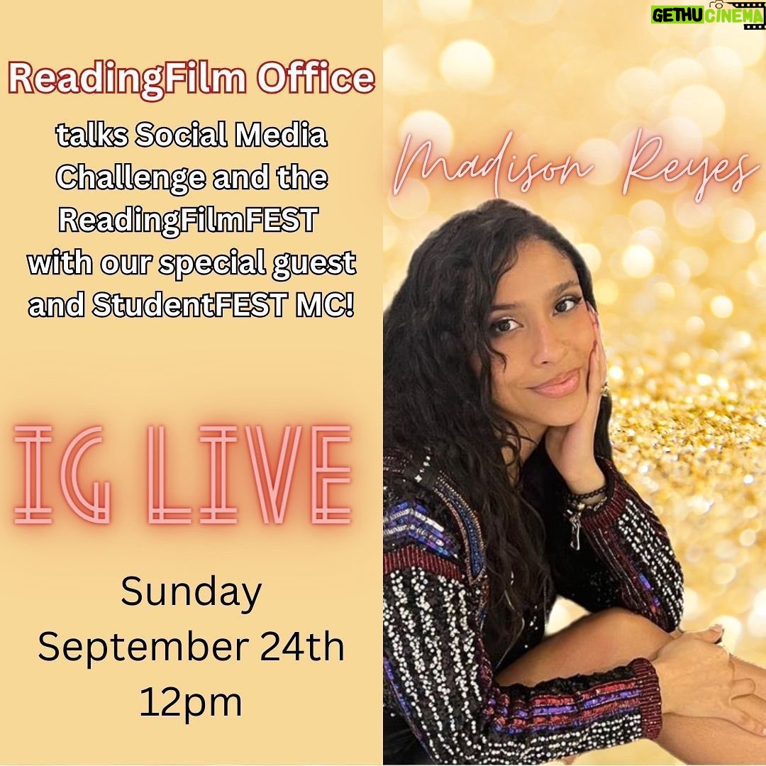 Madison Reyes Instagram - Guess who’s going live this Sunday 🙌🏽🙌🏽 Join me with @readingfilmoffice this Sunday, September 24, to talk about our lovely Social Media Challenge and get answers to any questions you may have! Have you seen my 1 minute collaboration tik tok yet ? Go check it out now!