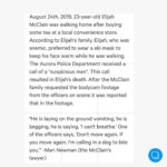 Mae Whitman Instagram - this is horrific. murdered going to get iced tea for his brother. Minding his own business. A gentle, introverted 23 year old man who played violin for shelter animals in his spare time. His death was at the hands of the Aurora police department and the prosecutor did absolutely fucking nothing about it. There must be justice for Elijah McClain. The murderer cops who murdered him MUST BE ARRESTED. White people- we do not get to fall back even an inch from this battle. DO NOT LOOK AWAY. BLACK PEOPLE ARE BEING MURDERED. KILLER COPS ARE WALKING FREE. THERE MUST BE JUSTICE. #sayhisname #elijahmcclain #saytheirnames #blacklivesmatter