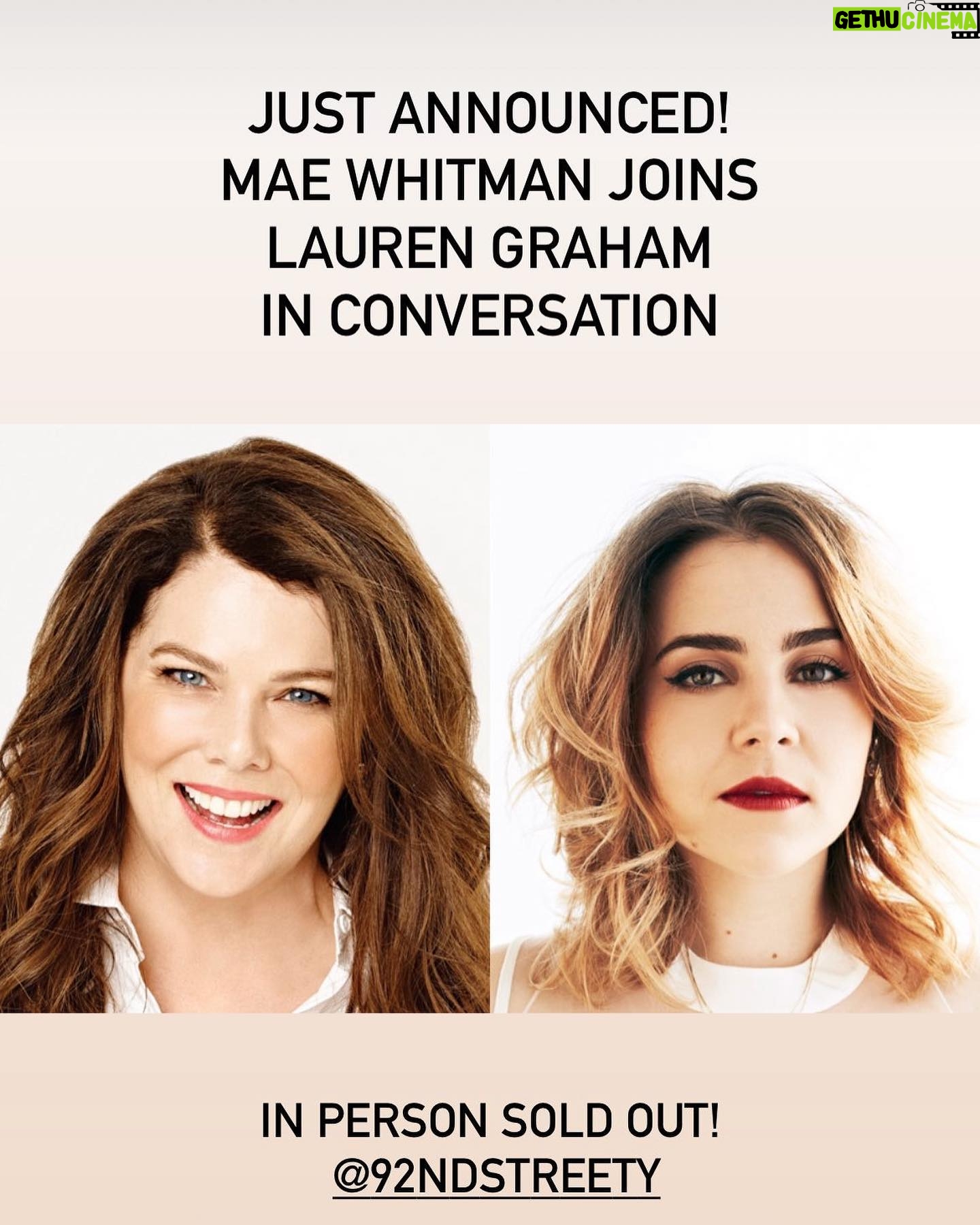 Mae Whitman Instagram - UHHHH OH YA ALSO THIS In person at 92nd st y sold out but you can live stream us!!! Me n my bff talking about her new book!!!!