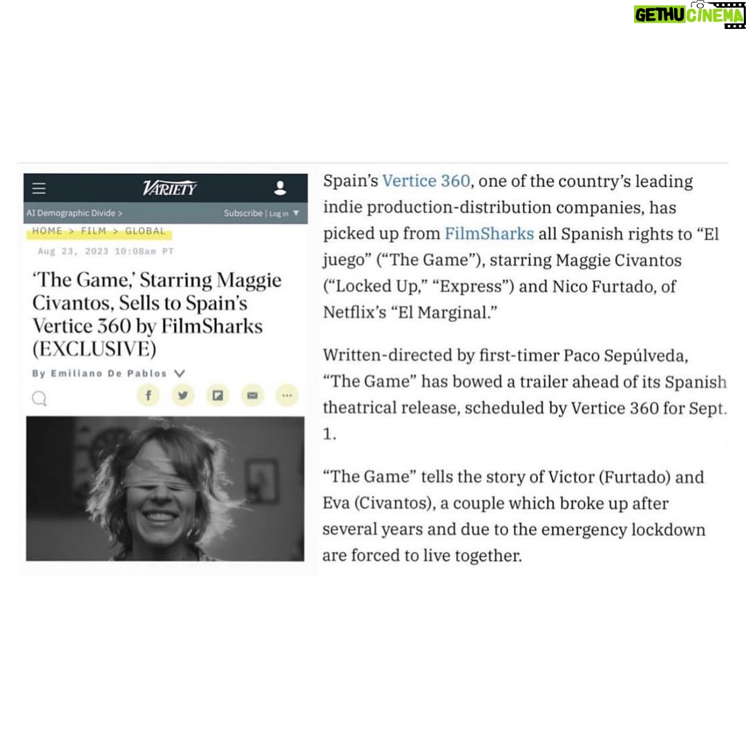 Maggie Civantos Instagram - ππ»ππ»ππ» tenemos fecha de estreno de nuestra peli EL JUEGOβ¦ @eljuegolapelicula_ Ha sido muy emocionante todo el proceso y por fin podemos compartir esta historia. A partir del 1 de septiembre en @cinesrenoir @vertice360_spain @filmsharks ππ»β€οΈ @furtadonico @pacosepulveda πΈ @remytortosa