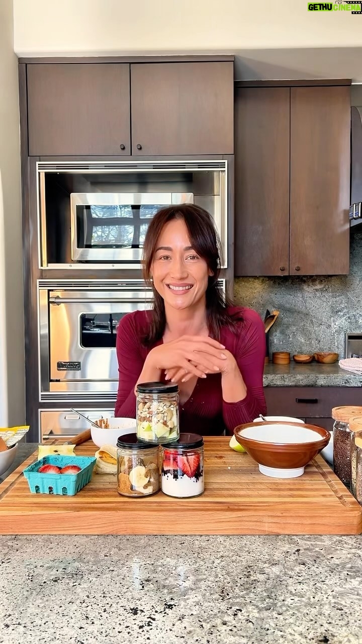 Maggie Q Instagram - Protein bars are overly-processed, have too much sugar, and lots of other ingredients you don’t need. And, for what it’s worth, I don’t really love the texture or flavor. Instead! I make the cutest little whole food snacks. I line them up in the fridge, and when I need a little something I grab one and I’m good to go. These recipes aren’t going to blow your mind. I’m just hoping they’re a little reminder that you can avoid processed foods, still eat healthy, and have it taste good too! Snacks are: 1. Banana slices and nut butter 2. Berries and yogurt 3. apples and salted nuts