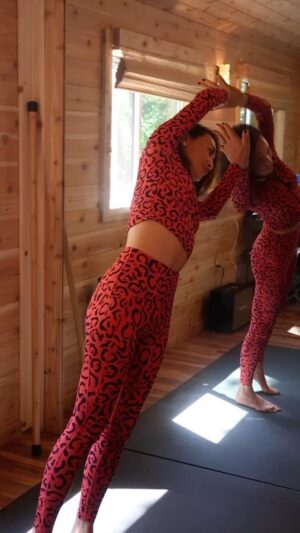 Maggie Q Instagram - I do these body weight movements when I travel or am somewhere without equipment. I call it Wall Pilates! But really it’s just using what you have to sweat a little and get your body moving! 

Do this circuit, 3 sets of 10

Left elbow to left knee - 10
Right elbow to right knee - 10

Side leg raise: right leg - 10, left leg - 10

Back leg raise: right leg - 10, left leg - 10

Back leg raise, micro pulse: right leg - 10, left leg - 10