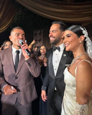 Mahmoud Hegazy Instagram - Congratulations to the beautiful couple @reemsamy and @mohamed_elmoghazi 🙏🏼 ! It was such an amazing night celebrating you and I wish you all the best in this new chapter in your life 💙 @directormohamedsami 
It would’ve been more complete if my wife @ronna_zarrouk was with me but we celebrated our own special way 😅