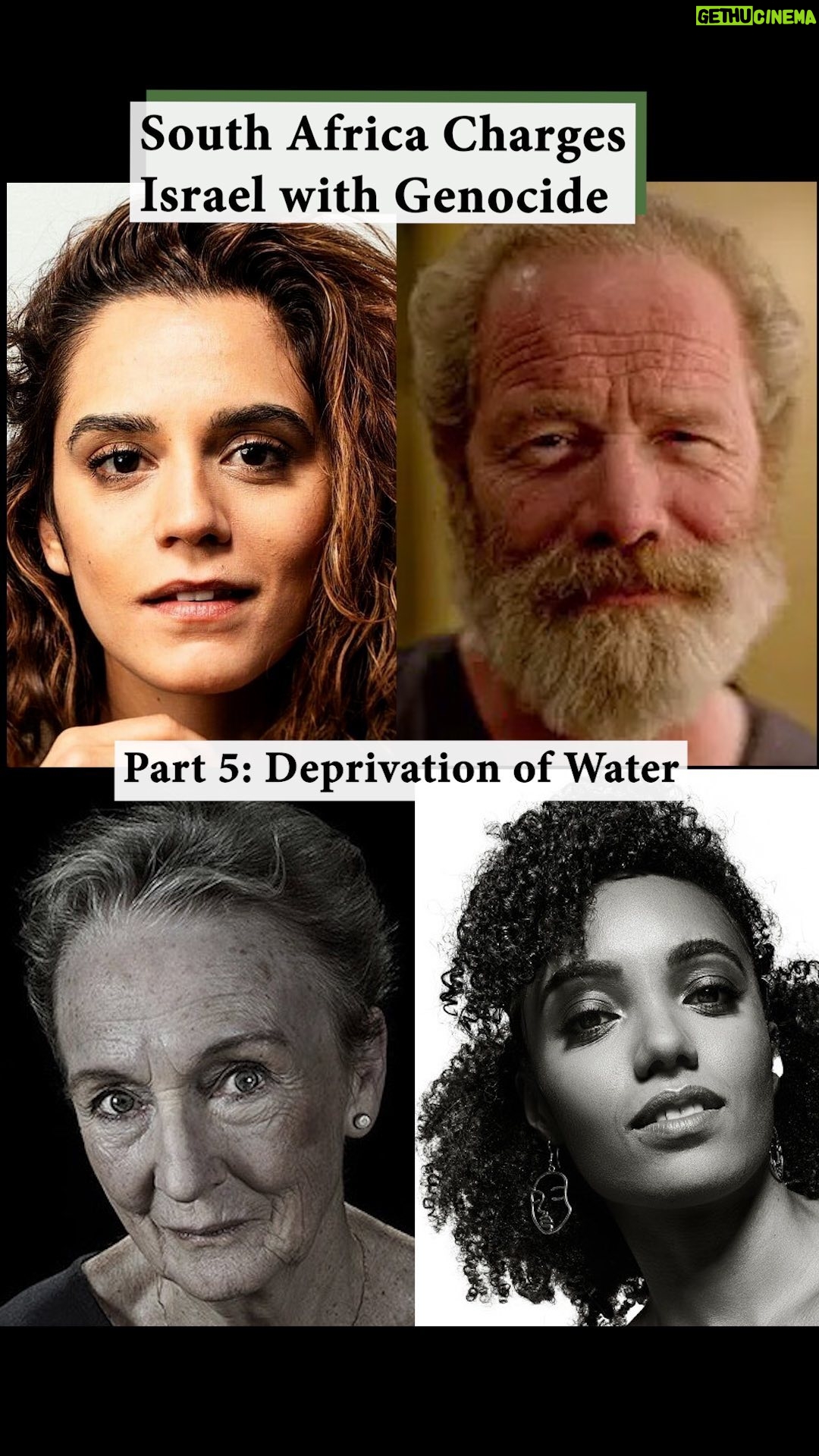 Maisie Richardson-Sellers - 3.9K Likes - Episode 5
Peter Mullan, Sepideh Moafi, Maisie Richardson Sellers and Kathleen Chalfant read the section “Deprivation of access to adequate Water to Palestinians in Gaza.”
This is the 5th video in a sequence that goes in depth into South Africa’s dossier charging Israel with genocide at the International Court of Justice.
The entire cast:
Khalid Abdalla, Tunde Adebimpe, Gbenga Akinnagbe, Adam Bakri, Kathleen Chalfant, Steve Coogan, Liam Cunningham, Charles Dance, Natalie Diaz, Stephen Dillane, Inua Ellams, Paapa Essiedu, Lena Headey, Aida El-Kashef, Maaza Mengiste, Tobias Menzies, Sepideh Moafi, Indya Moore, Peter Mullan, Cynthia Nixon, Maxine Peake, Dario Ladani Sanchez, Susan Sarandon, Maisie Richardson Sellers, Alia Shawkat, Wallace Shawn, Morgan Spector, Carice van Houten, Harriet Walter
Every state has a legal duty to support South Africa’s case and uphold the Genocide Convention. Please apply pressure on your country if they have not supported the case.
@susansarandon @maisiersellers @maazamengiste @sepidehmoafi @adambakri @betteblavatsky @gbengaakinnagbe @tadebimpe @cynthiaenixon @inuaellams @epluribusyourmom @pessiedu @darioladani @leavecaricealone @iamlenaheadey @liamcunningham1 @khalid3bdalla @indyamoore @aidaelkashef
