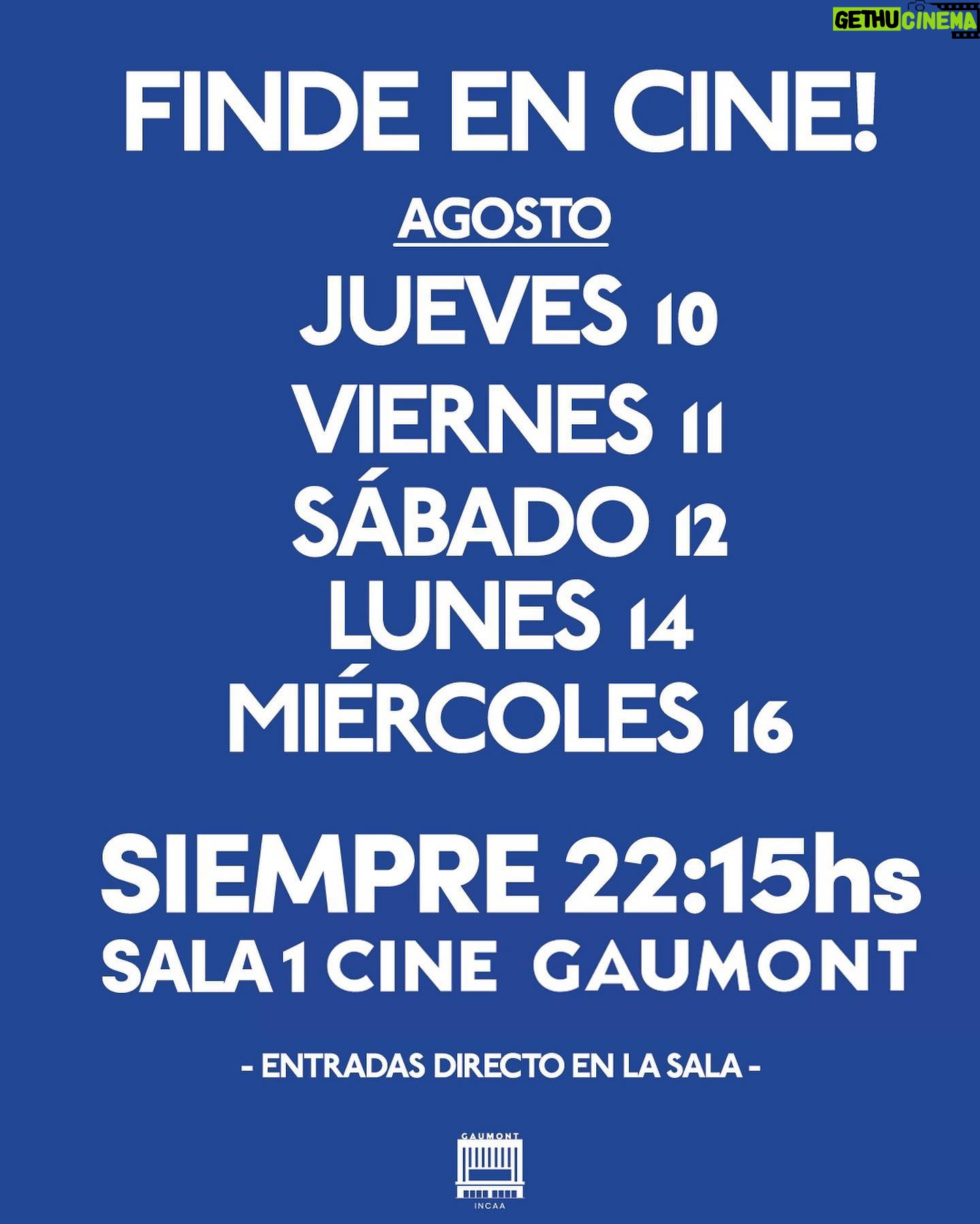 Malena Pichot Instagram - El jueves 10/8 estrena “FINDE” en el Gaumont! Porque verla juntxs es mas diver! Las entradas en la sala! Nos vemos el jueves!