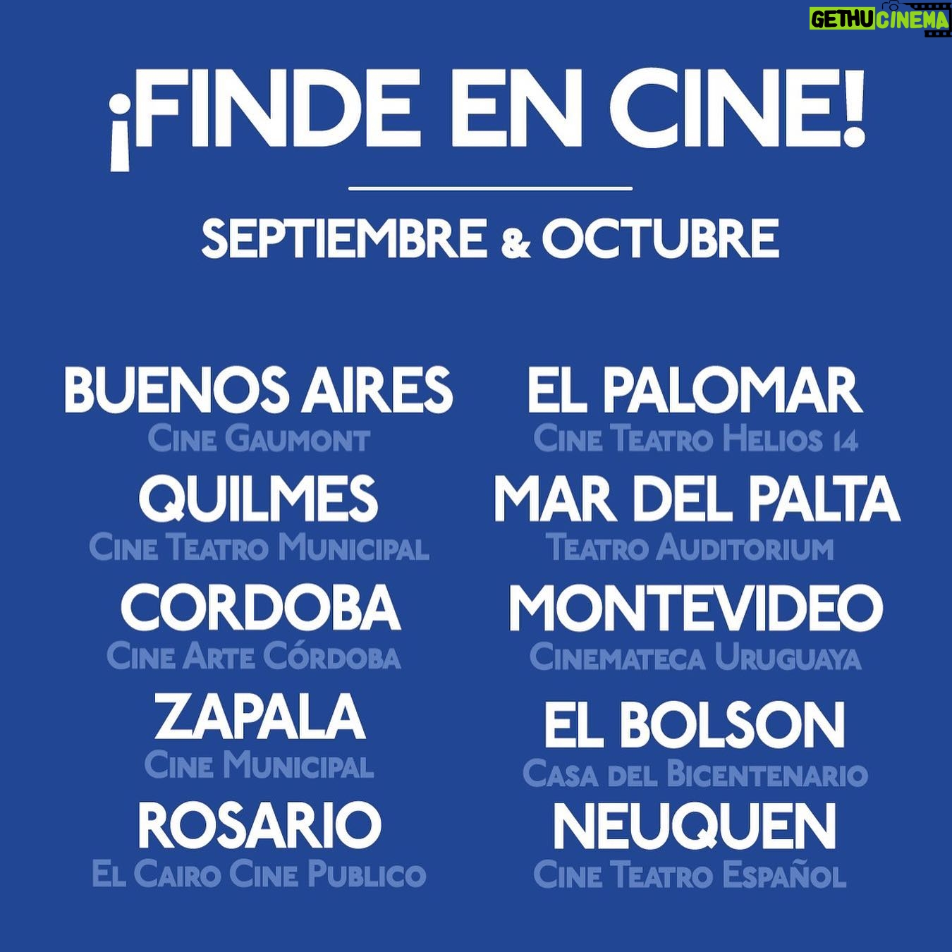 Malena Pichot Instagram - Seguimos septiembre y octubre en el cine! Llegando a tu ciudad! MAR DEL PLATA - TEATRO AUDITORIUM (SABADO 07 a las 19hs) EL PALOMAR - Espacio INCAA Cine Teatro Helios (JUEVES 28 a las 18hs) QUILMES - Espacio INCAA Cine Teatro Municipal Quilmes (JUEVES 28 a las 18 y 20hs) CORDOBA - Espacio INCAA Cine Arte Córdoba (JUEVES 28 a las 19hs) ZAPALA - Espacio INCAA Cine Municipal (JUEVES 18 a las 21:30hs) EL CAIRO - ROSARIO (JUE SAB y DOM) CINEMATECA URUGUAYA ( SABADO 30 y DOMINGO 01 a las 22hs) EL BOLSON - CASA DEL BICENTENARIO EL BOLSON (DOMINGO 01 a las 18:30) NEUQUEN - Espacio INCAA Cine Teatro Español (LUNES 02 a las 22hs)